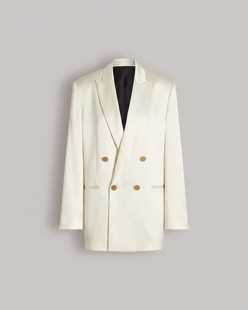 Double-breasted satin blazer White Alberta Ferretti Boutique Online 0