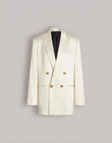 Double-breasted satin blazer