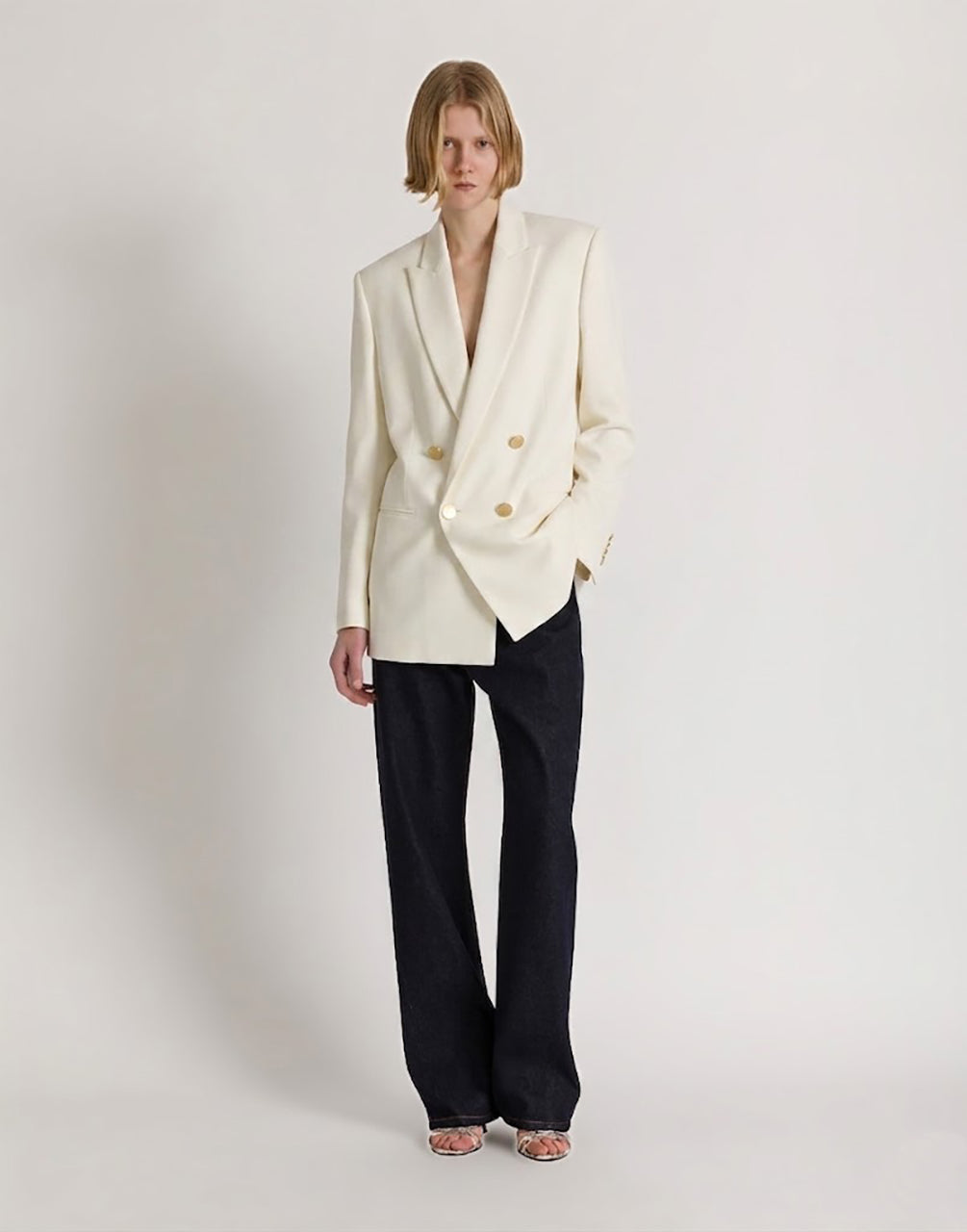 Double-breasted satin blazer White Alberta Ferretti Boutique Online 2