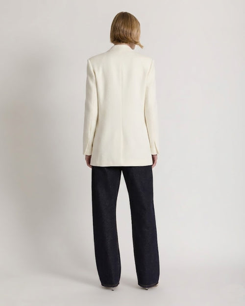Double-breasted satin blazer
