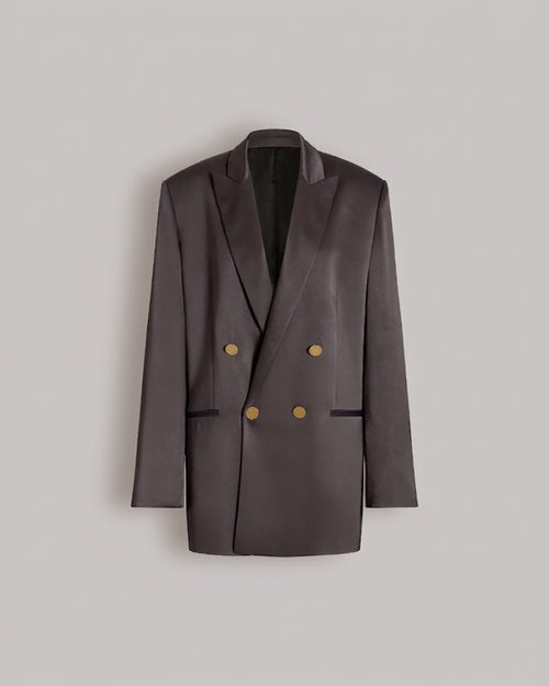 Double-breasted satin blazer Grey Alberta Ferretti Boutique Online 0