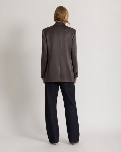 Double-breasted satin blazer