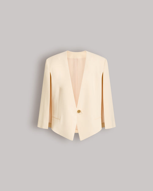 Cape sleeve cropped jacket Ivory Alberta Ferretti Boutique Online 0