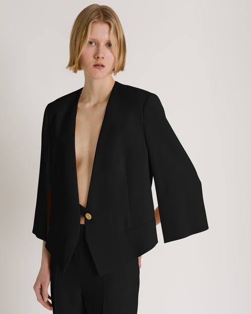 Cape sleeve cropped jacket