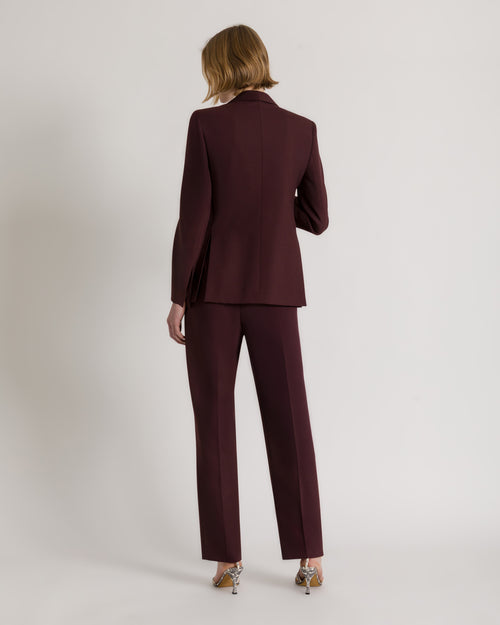 Tailored burgundy blazer with gold-tone buttons