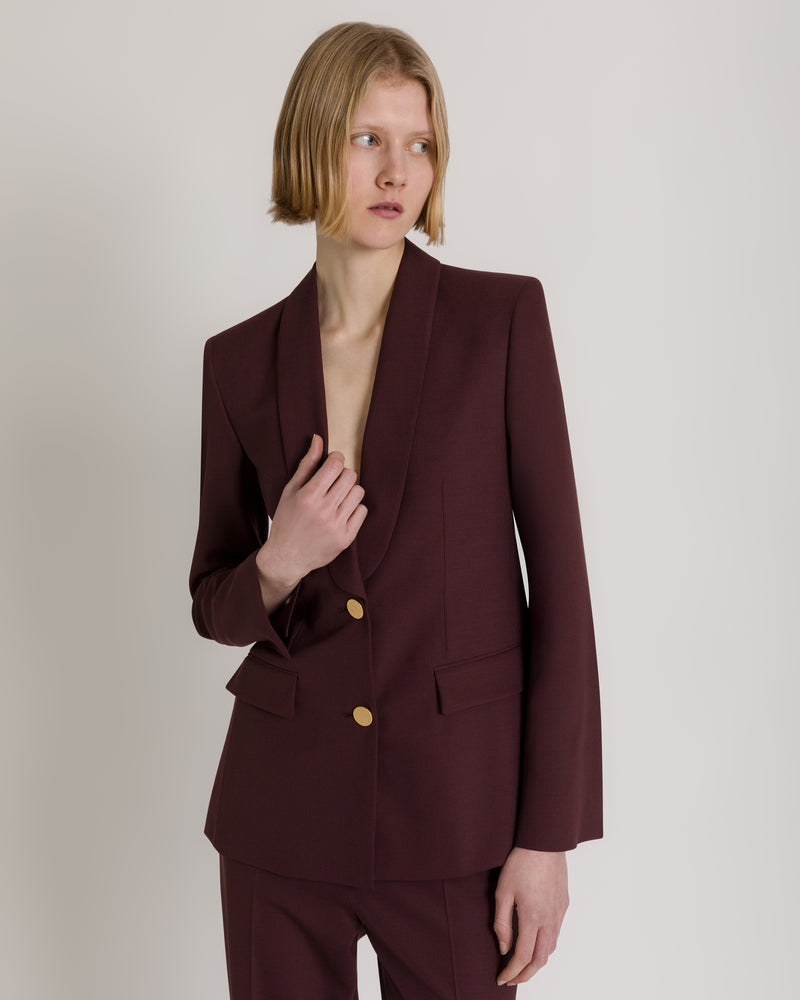 Taillierter kastanienbrauner Blazer mit Goldknöpfen Rot Alberta Ferretti Boutique Online 0