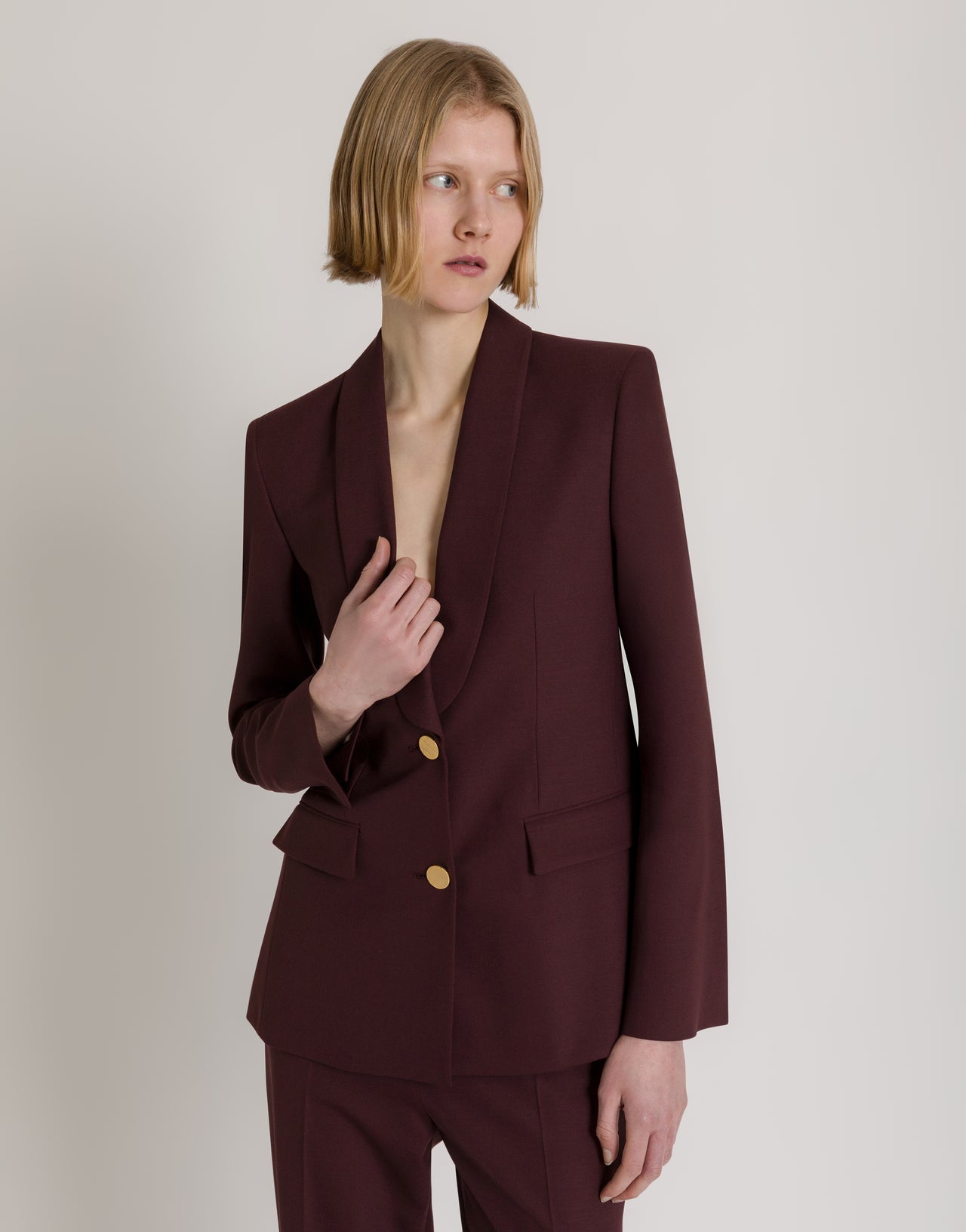 Blazer entallado burdeos con botones dorados Rojo Alberta Ferretti Boutique Online 4