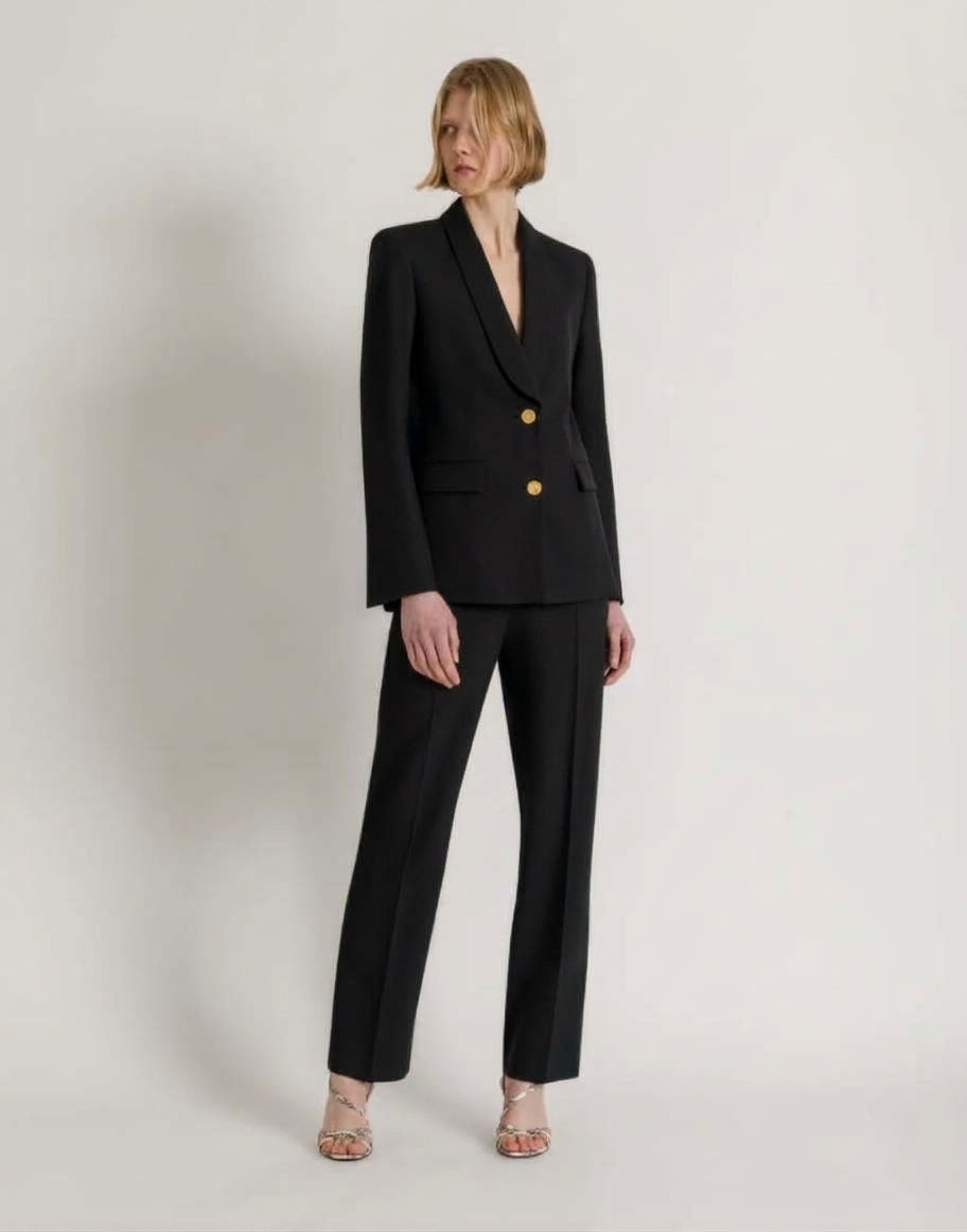 Blazer entallado burdeos con botones dorados Negro Alberta Ferretti Boutique Online 3