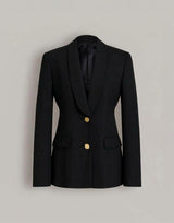 Blazer entallado burdeos con botones dorados