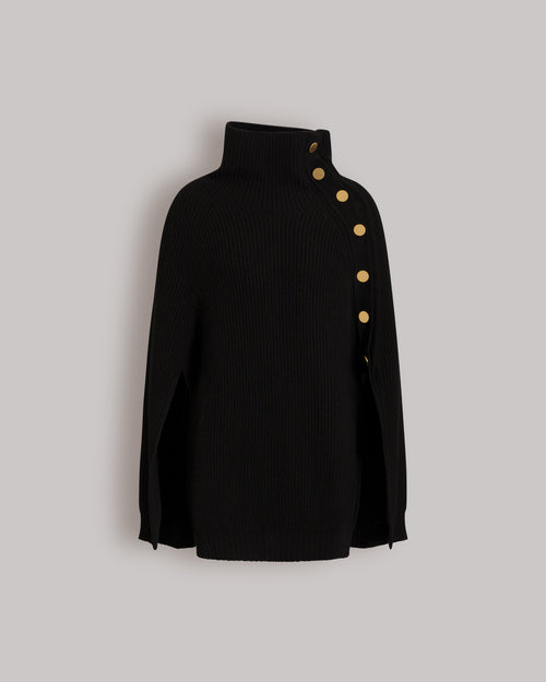 Wool, silk and cashmere turtleneck cape Black Alberta Ferretti Boutique Online 0