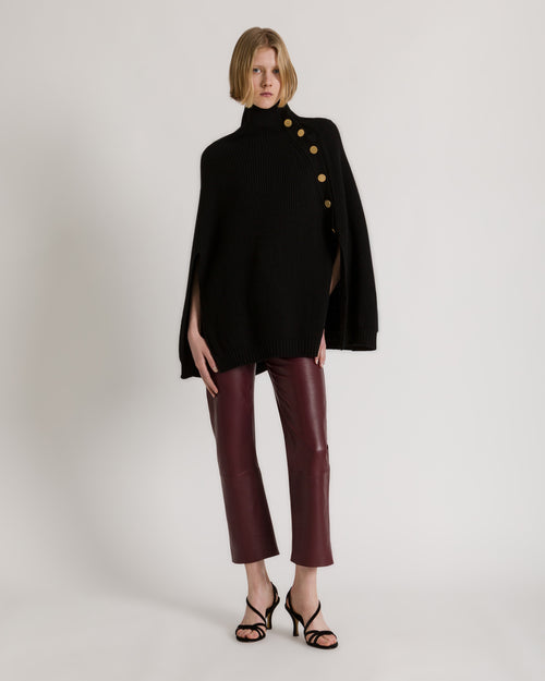 Wool, silk and cashmere turtleneck cape Black Alberta Ferretti Boutique Online 1
