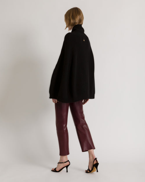Wool, silk and cashmere turtleneck cape