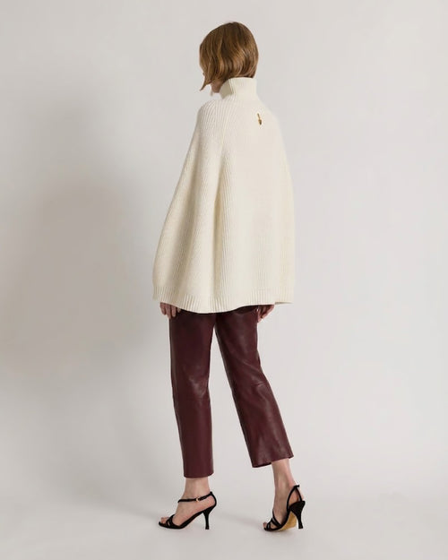 Wool, silk and cashmere turtleneck cape