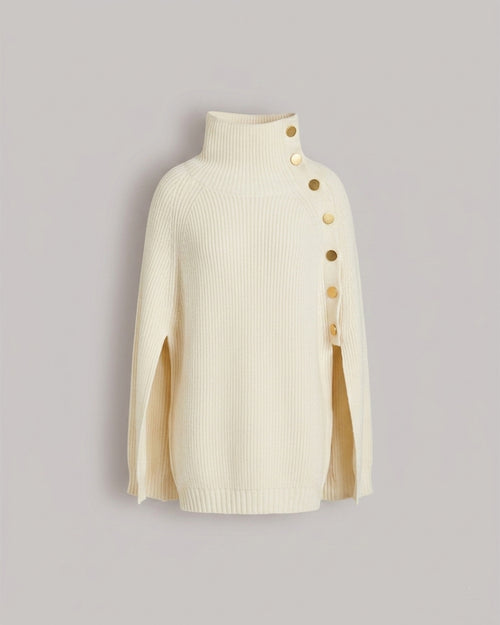Wool, silk and cashmere turtleneck cape Ivory Alberta Ferretti Boutique Online 0
