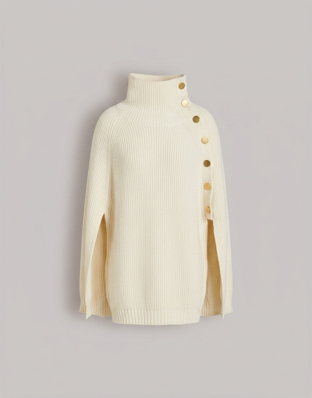Wool, silk and cashmere turtleneck cape Ivory Alberta Ferretti Boutique Online 1