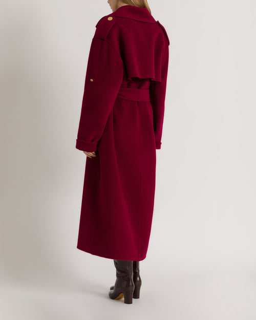 Long wool and cashmere trench-style coat