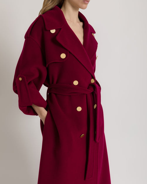 Long wool and cashmere trench-style coat