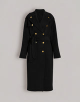 Long wool and cashmere trench-style coat
