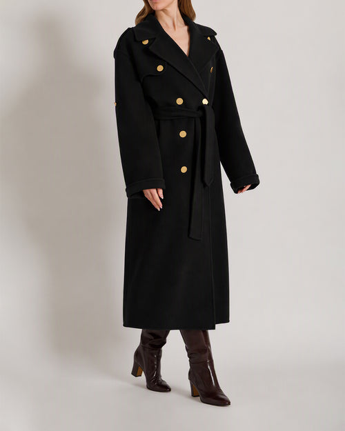 Cappotto lungo in lana e cashmere  Nero Alberta Ferretti Boutique Online 1