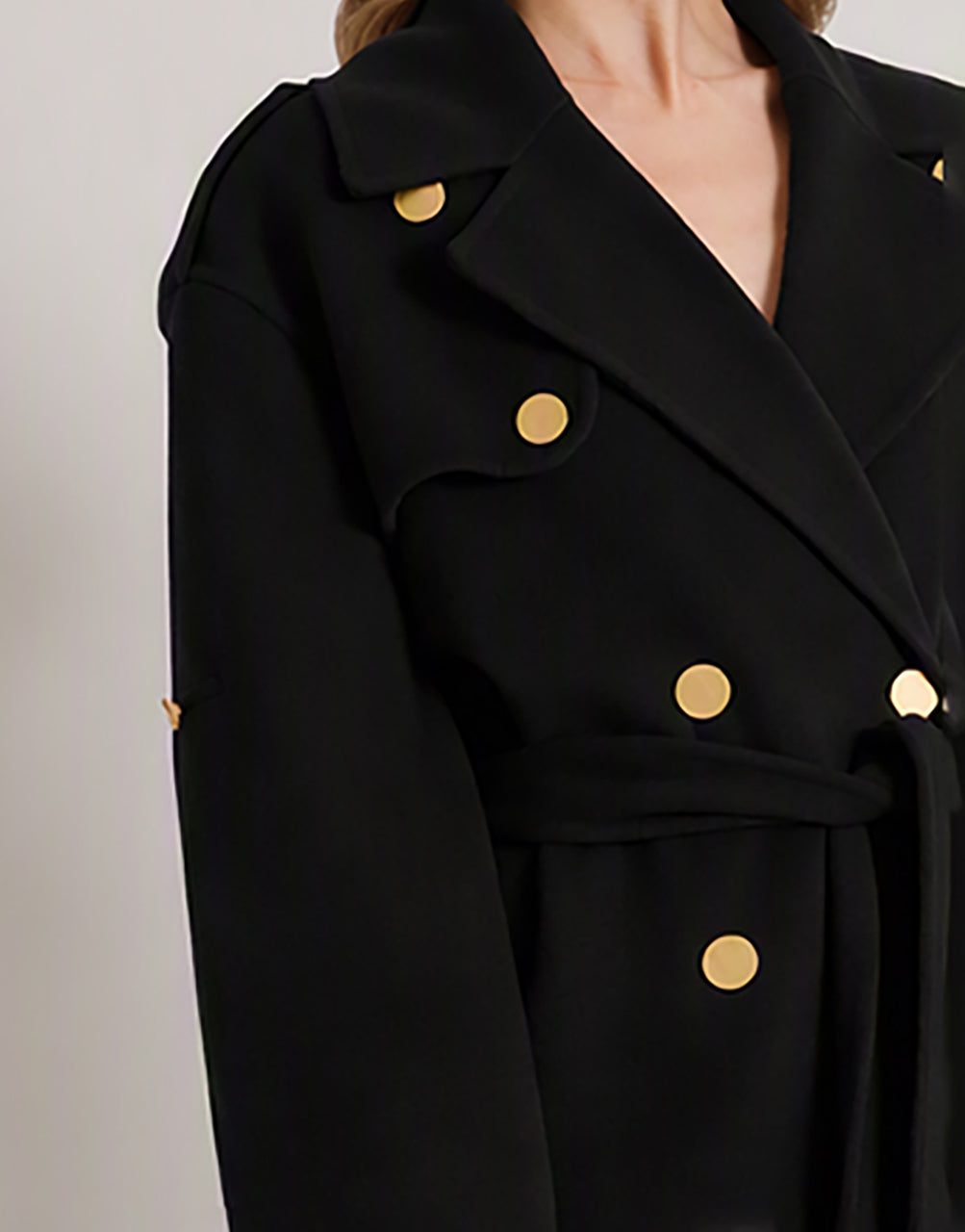 Long wool and cashmere trench-style coat Black Alberta Ferretti Boutique Online 4