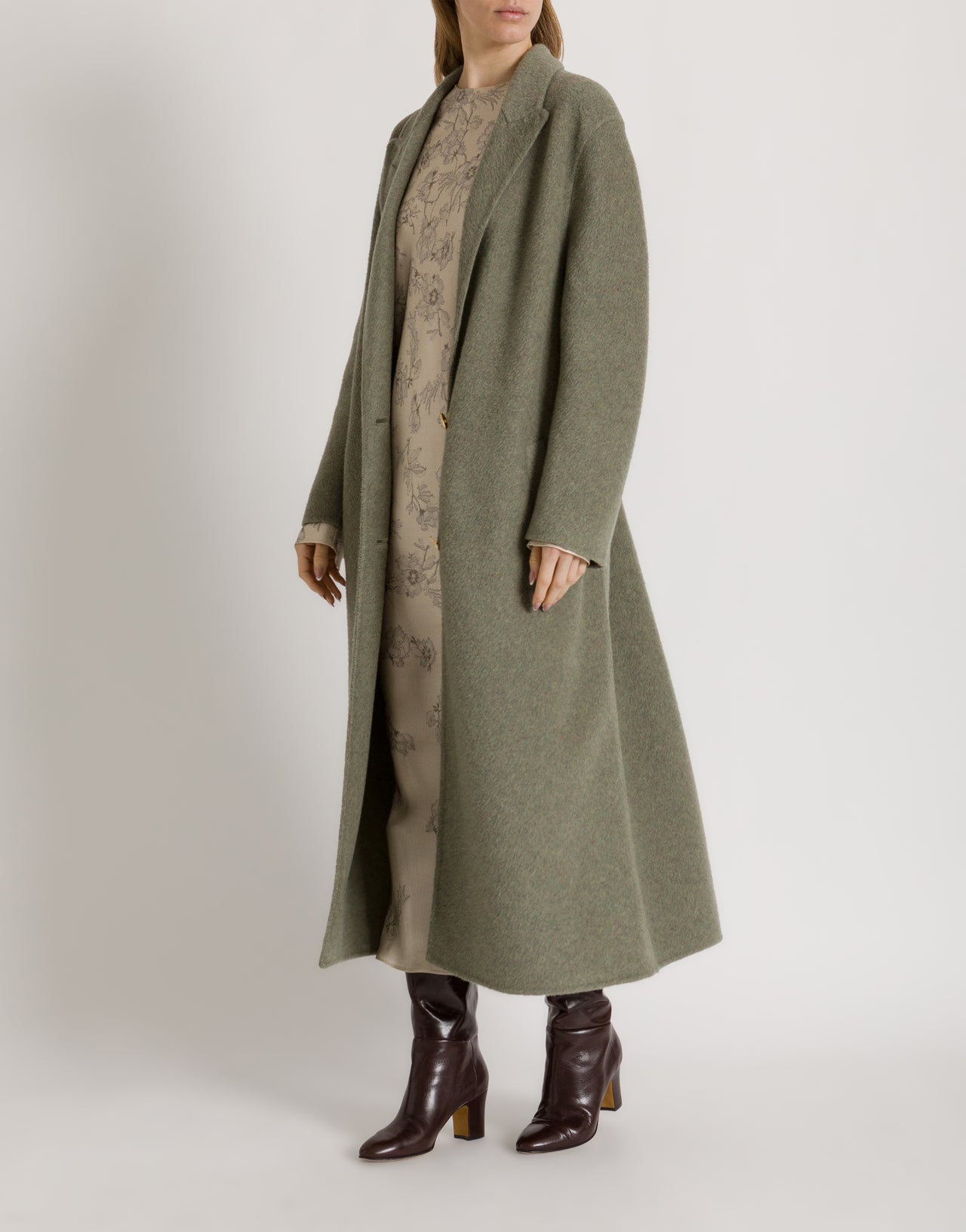 Cappotto lungo in lana e seta 绿色 Alberta Ferretti Boutique Online 2