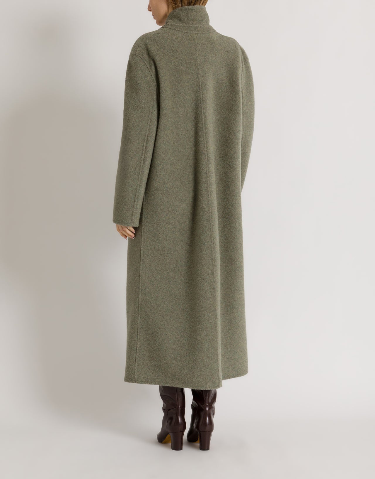 Cappotto lungo in lana e seta 绿色 Alberta Ferretti Boutique Online 3