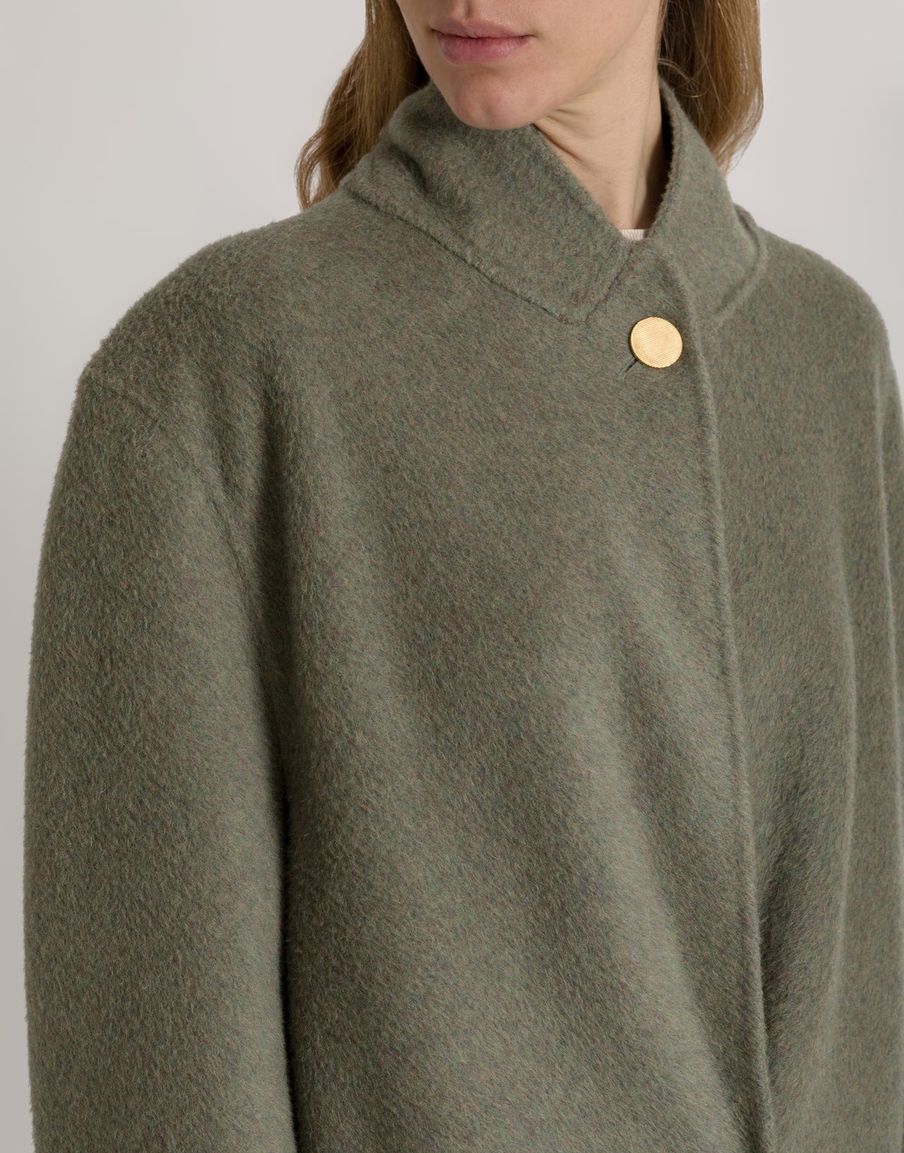 Cappotto lungo in lana e seta 绿色 Alberta Ferretti Boutique Online 4