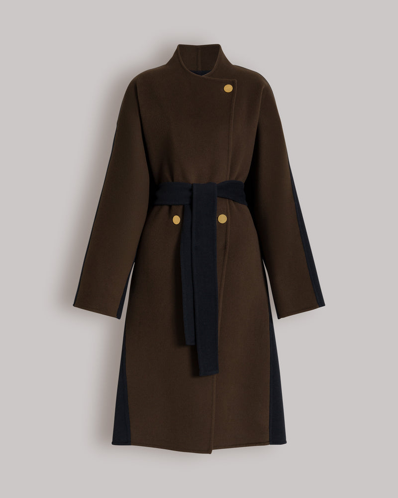 Langer Bicolor-Mantel aus Wolle und Kaschmir Braun Alberta Ferretti Boutique Online 0