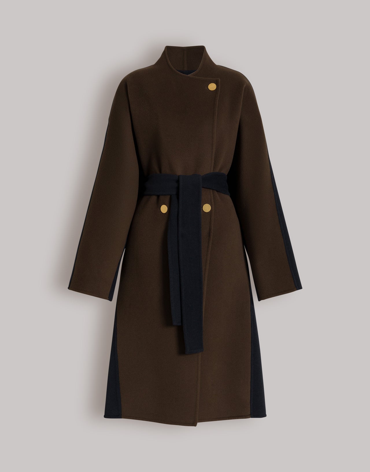 Bicolor wool and cashmere long coat ブラウン Alberta Ferretti Boutique Online 1
