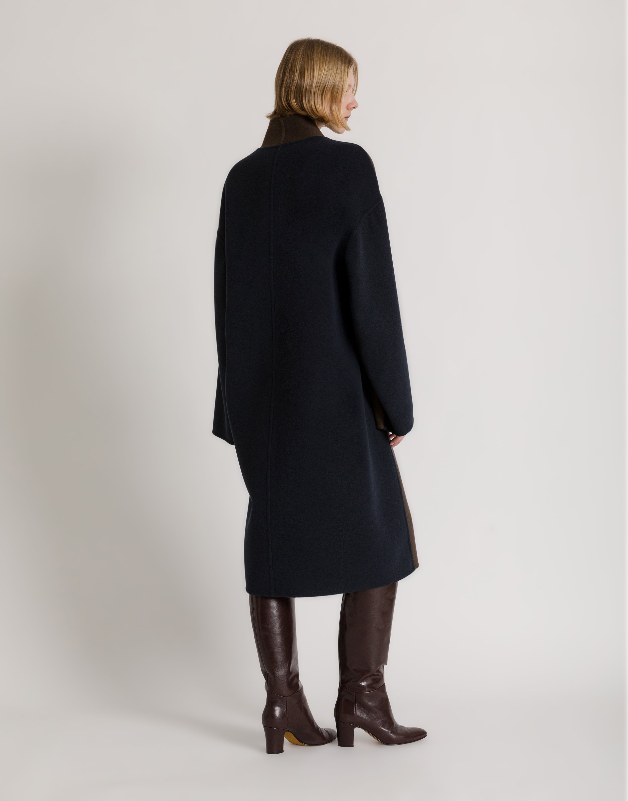 Bicolor wool and cashmere long coat | Alberta Ferretti
