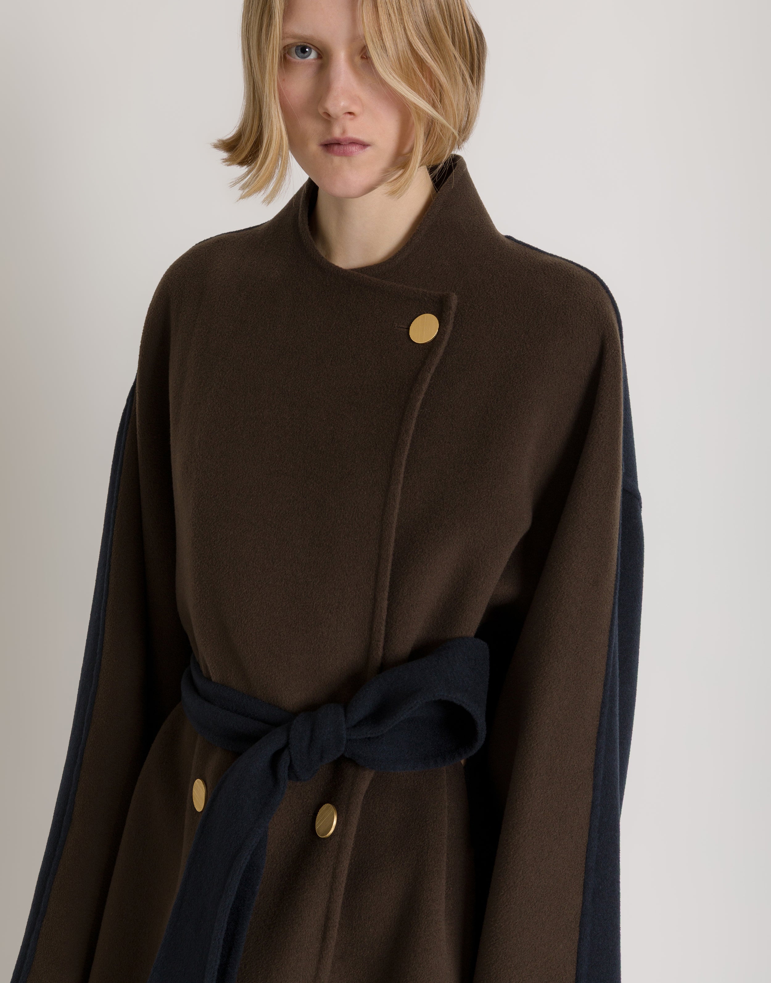 Bicolor wool and cashmere long coat | Alberta Ferretti