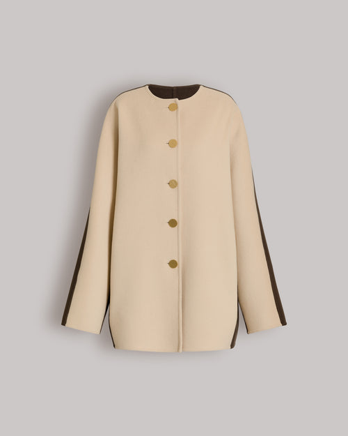 Bicolor wool and cashmere short coat 米色 Alberta Ferretti Boutique Online 0