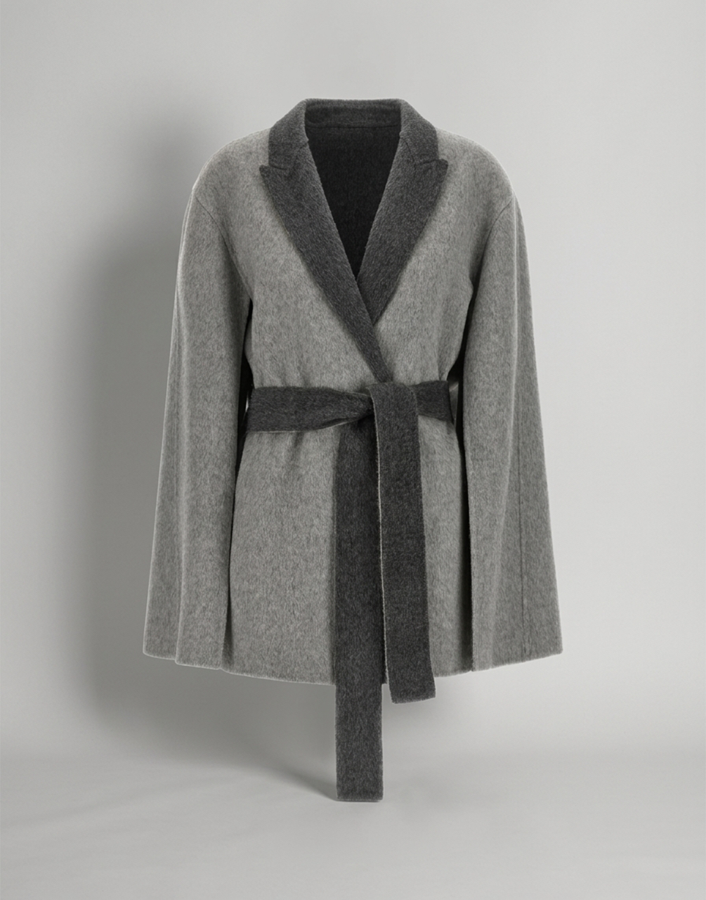 Two-Tone Double Wool Cape Jacket Grey Alberta Ferretti Boutique Online 1