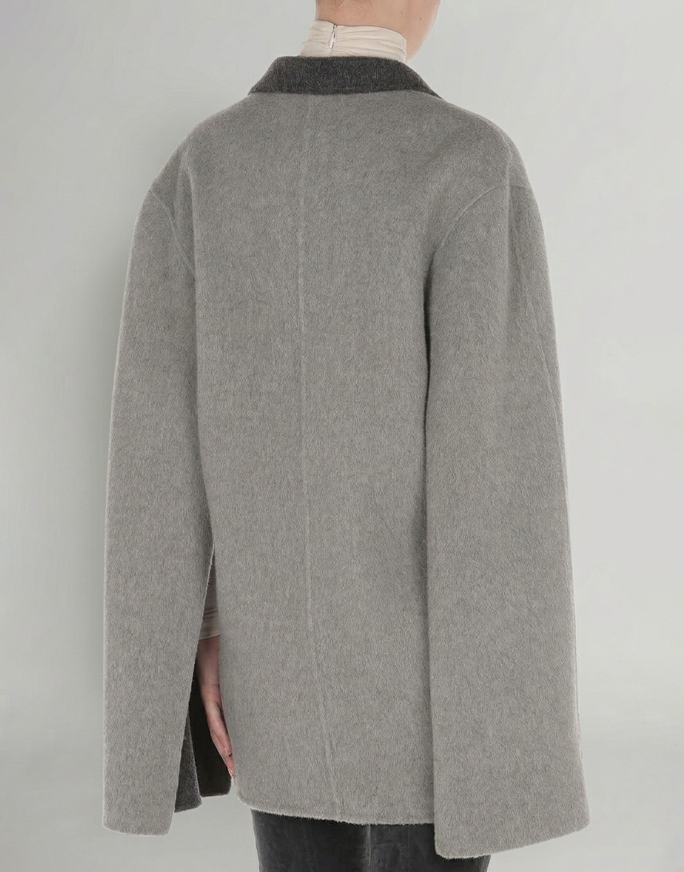Two-Tone Double Wool Cape Jacket Grey Alberta Ferretti Boutique Online 4