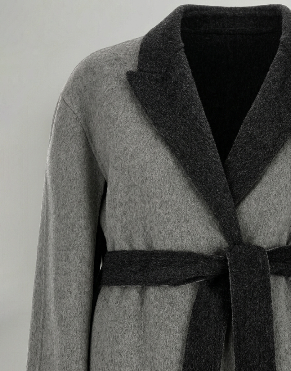 Two-Tone Double Wool Cape Jacket Grey Alberta Ferretti Boutique Online 5