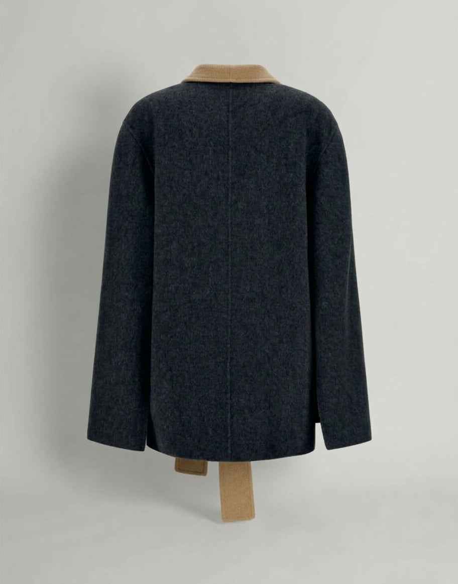 Giacca Bicolore in Panno Double Grigio Alberta Ferretti Boutique Online 2