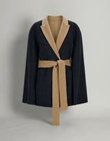 Two-Tone Double Wool Cape Jacket