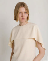 Stretch Cady Cape Blouse with Back Cowl Drape