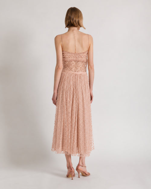 Polka-dot tulle top with spaghetti straps