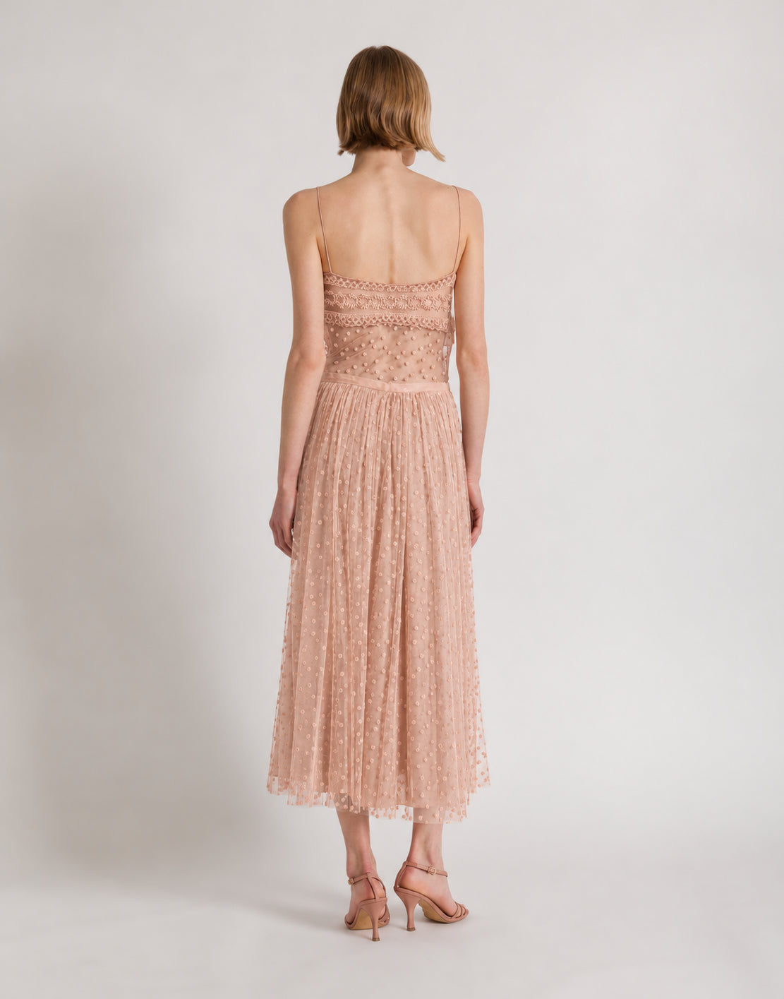 Polka-dot tulle top with spaghetti straps Pink Alberta Ferretti Boutique Online 3