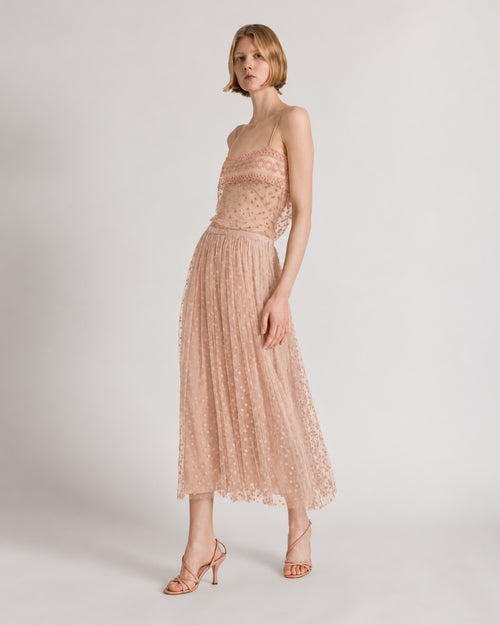 Polka-dot tulle top with spaghetti straps Pink Alberta Ferretti Boutique Online 1
