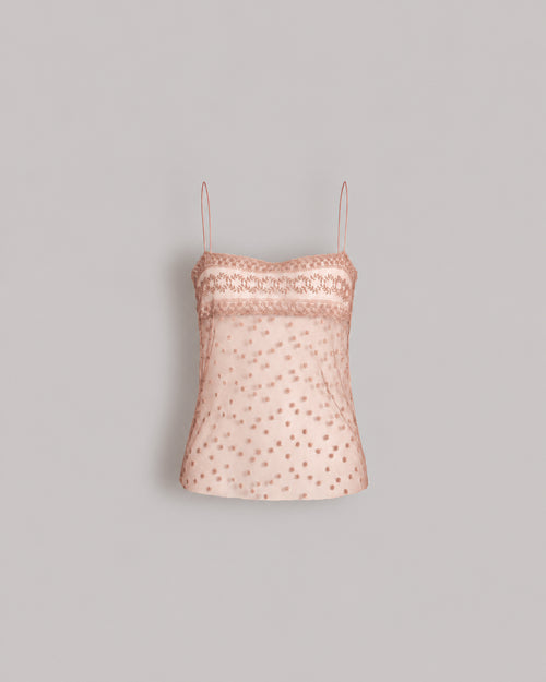 Polka-dot tulle top with spaghetti straps Pink Alberta Ferretti Boutique Online 0