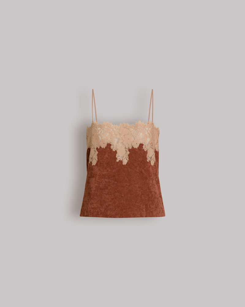 Top with lace inserts Brown Alberta Ferretti Boutique Online 0