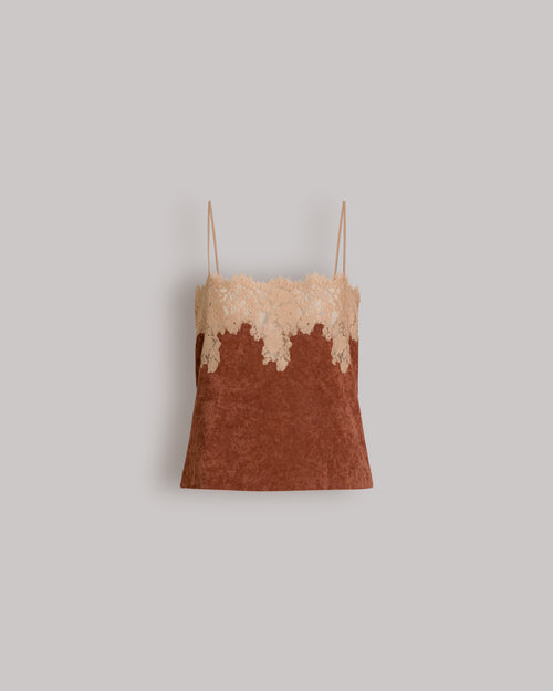 Top mit Spitzeneinsätzen Braun Alberta Ferretti Boutique Online 0