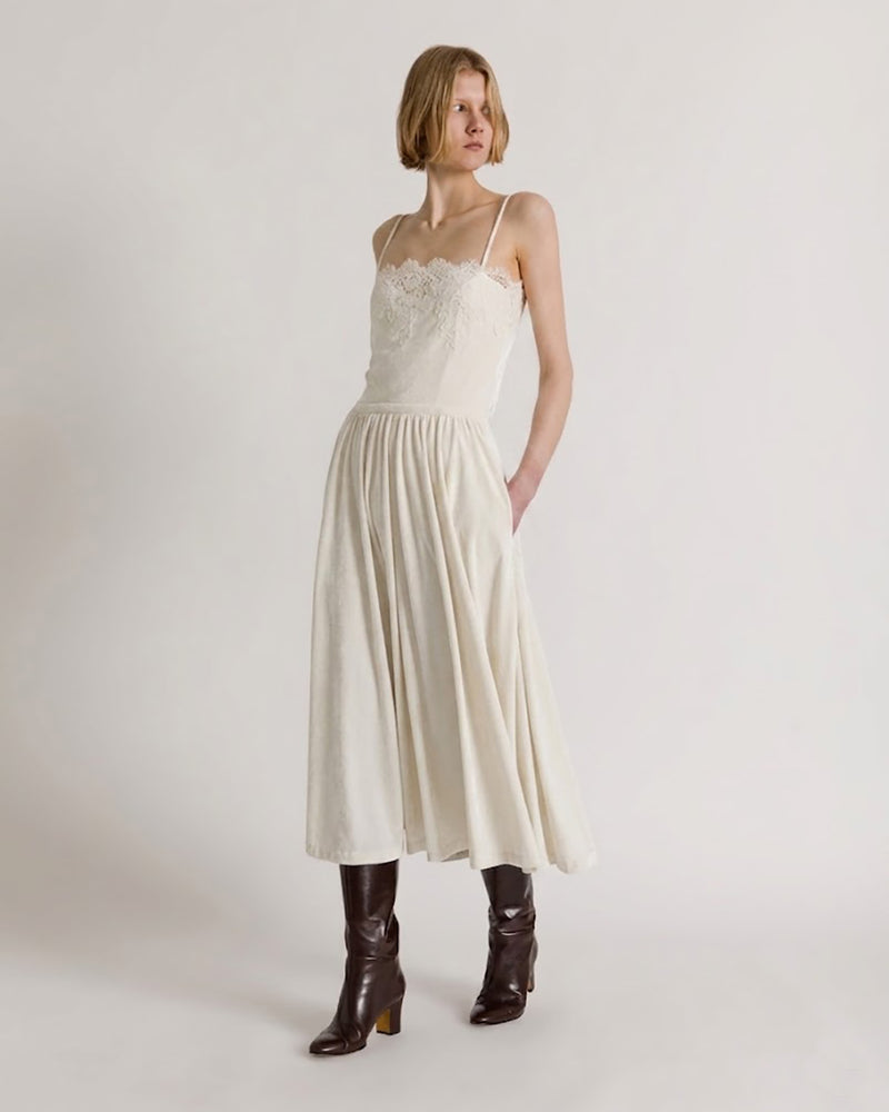 Top con inserti in pizzo Avorio Alberta Ferretti Boutique Online 1