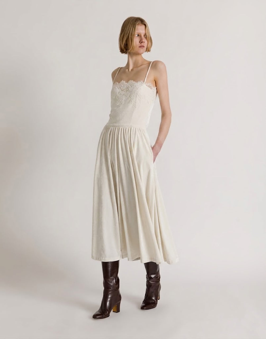 Top with lace inserts