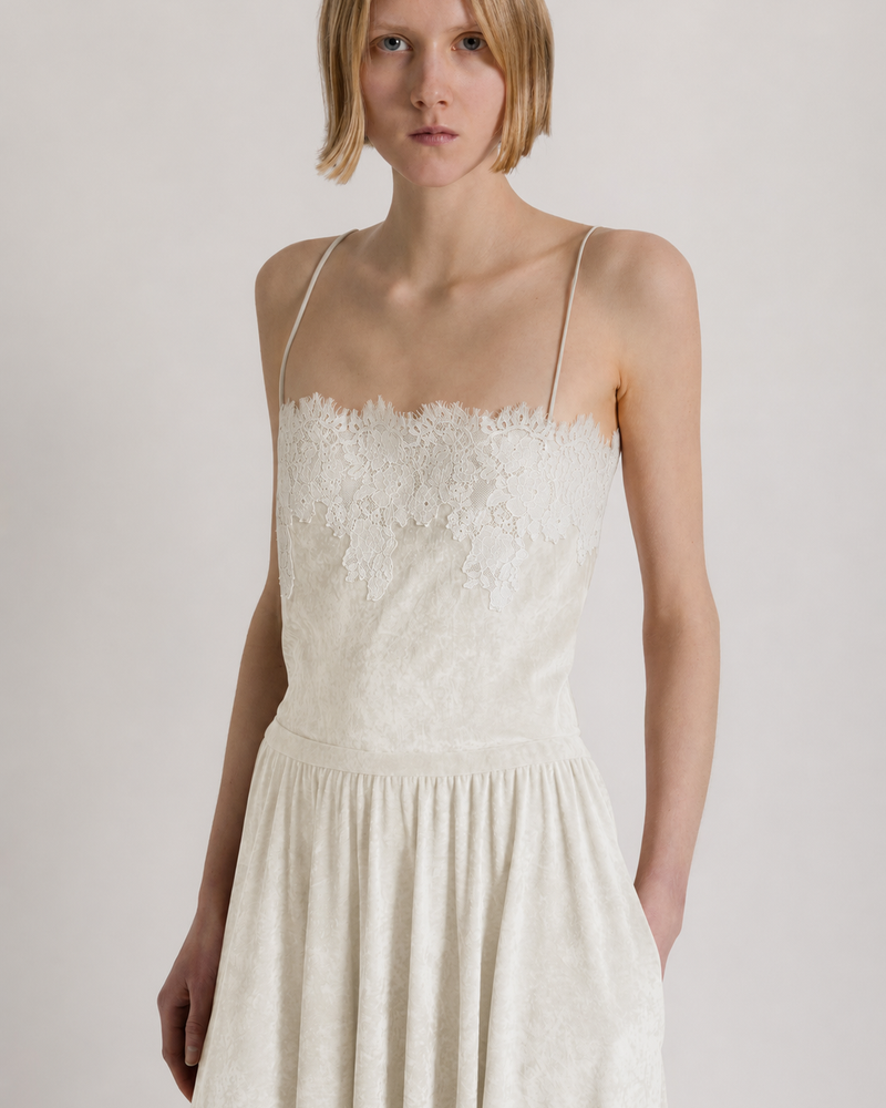 Top con inserti in pizzo Avorio Alberta Ferretti Boutique Online 0
