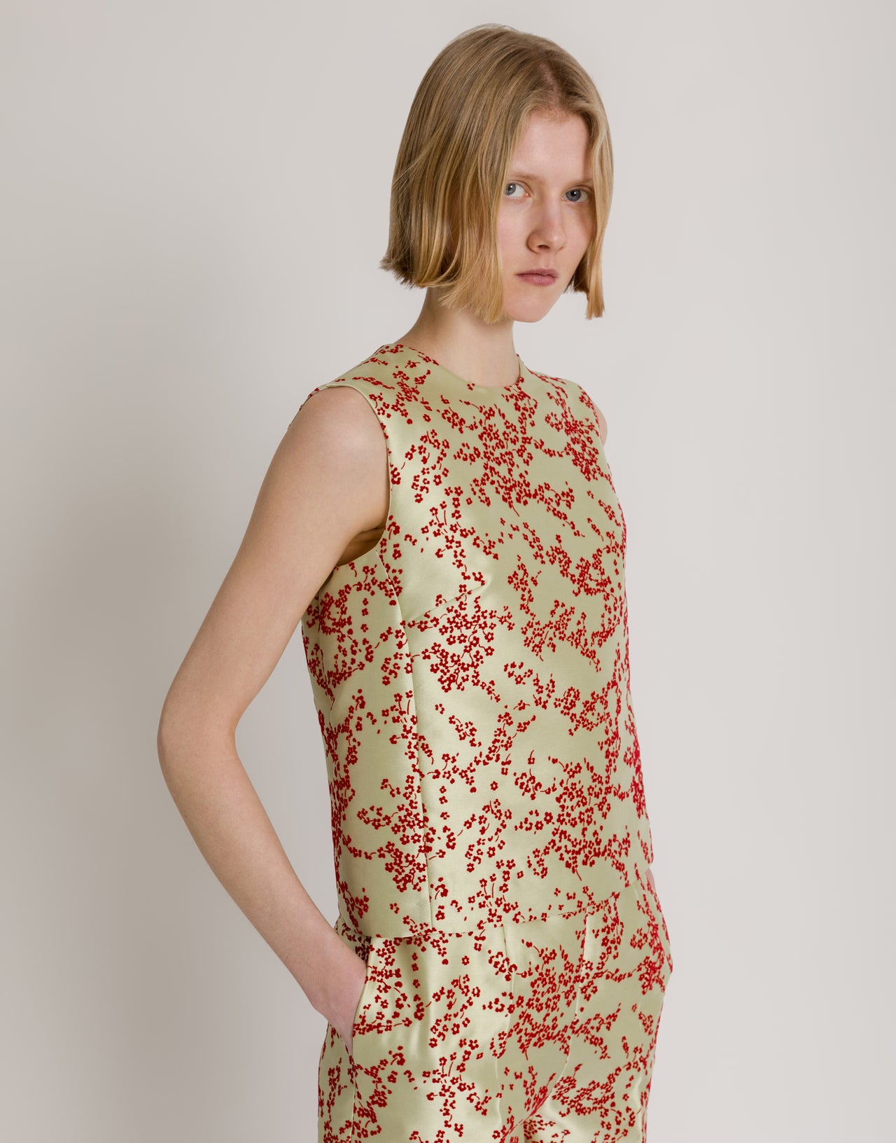 Floral print mikado top Green Alberta Ferretti Boutique Online 1