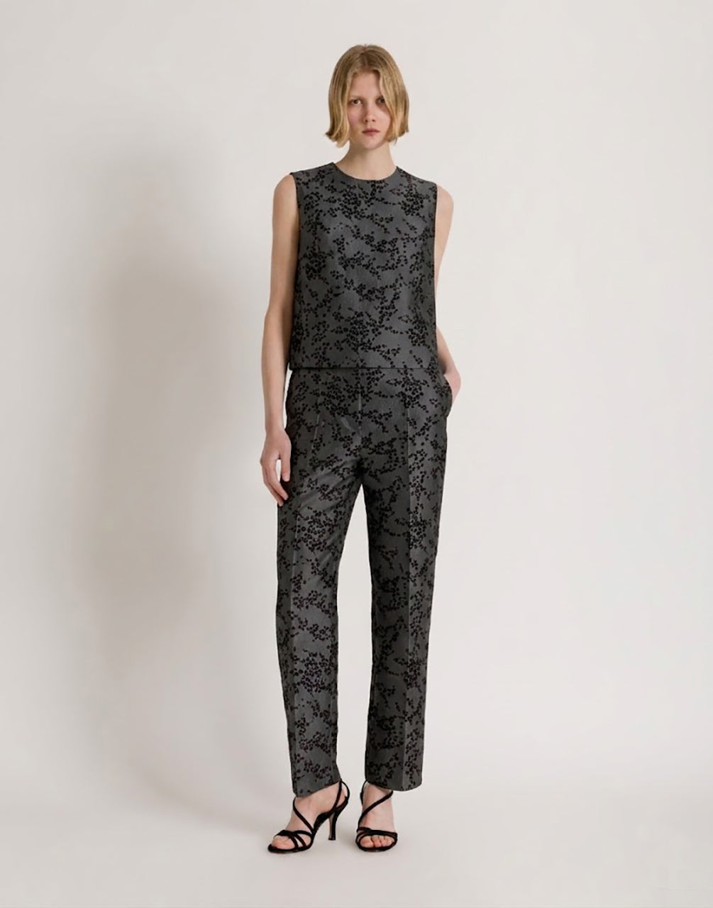 Floral print mikado top Grey Alberta Ferretti Boutique Online 2