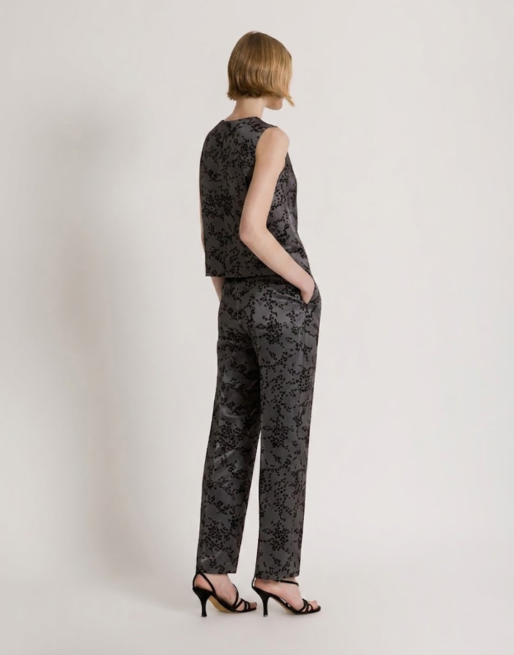 Floral print mikado top Grey Alberta Ferretti Boutique Online 3